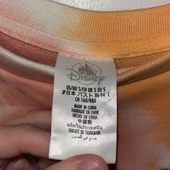 Disney Cropped Sherbet Tie Dye Sweatshirt w Minnie Mouse Embroidered WDW S Small - Picture 8 of 10